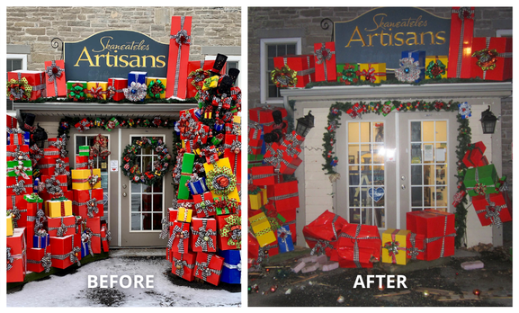 Skaneateles Artisans Storefront - Before and After 2020 Incident