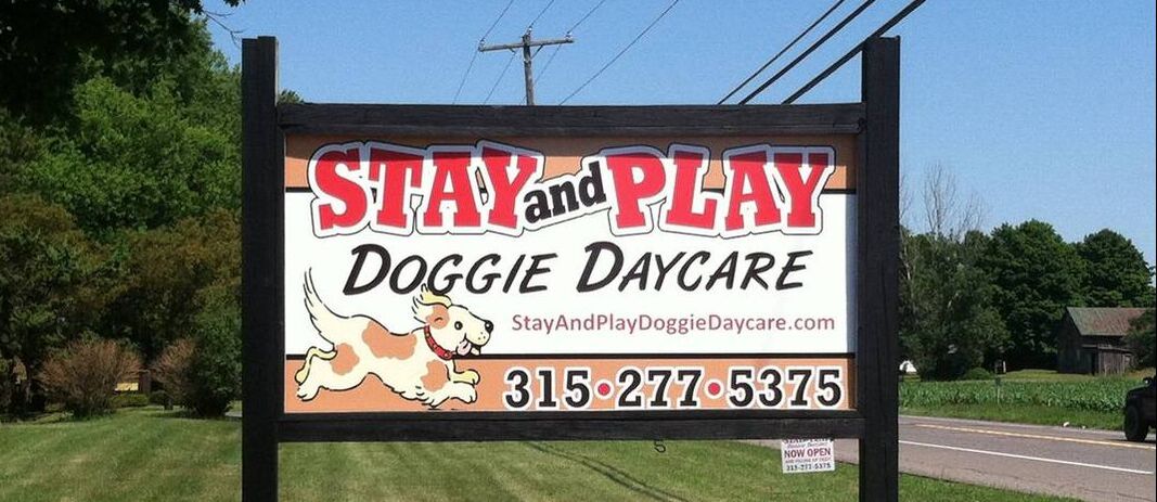 Stay & Play Doggie Day Care - sign and logo