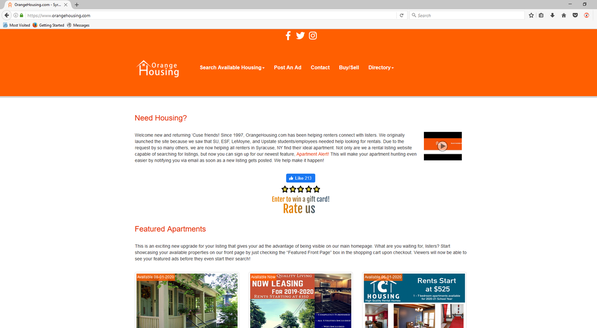 OrangeHousing.com Website Layout